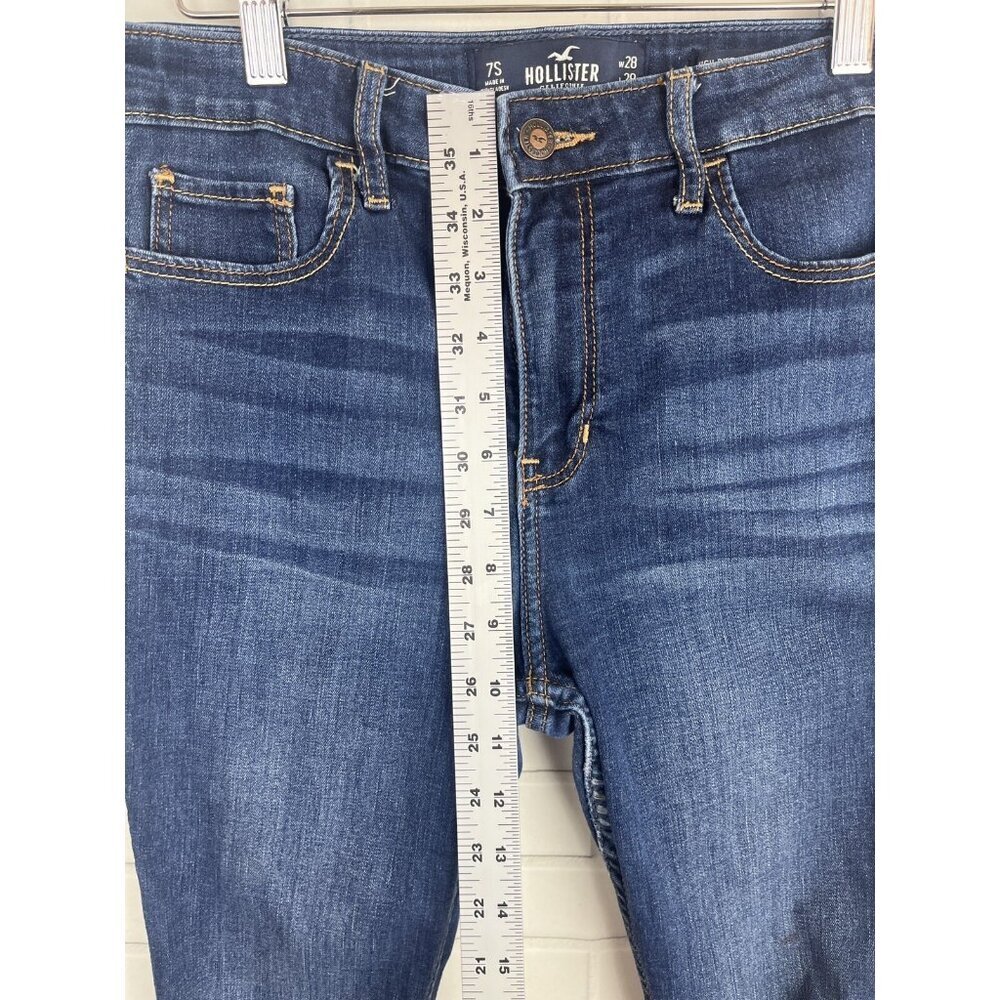 Hollister Jeans Women's 7S W28 L28 Blue High Rise Super skinny Deconstructed - Picture 4 of 12